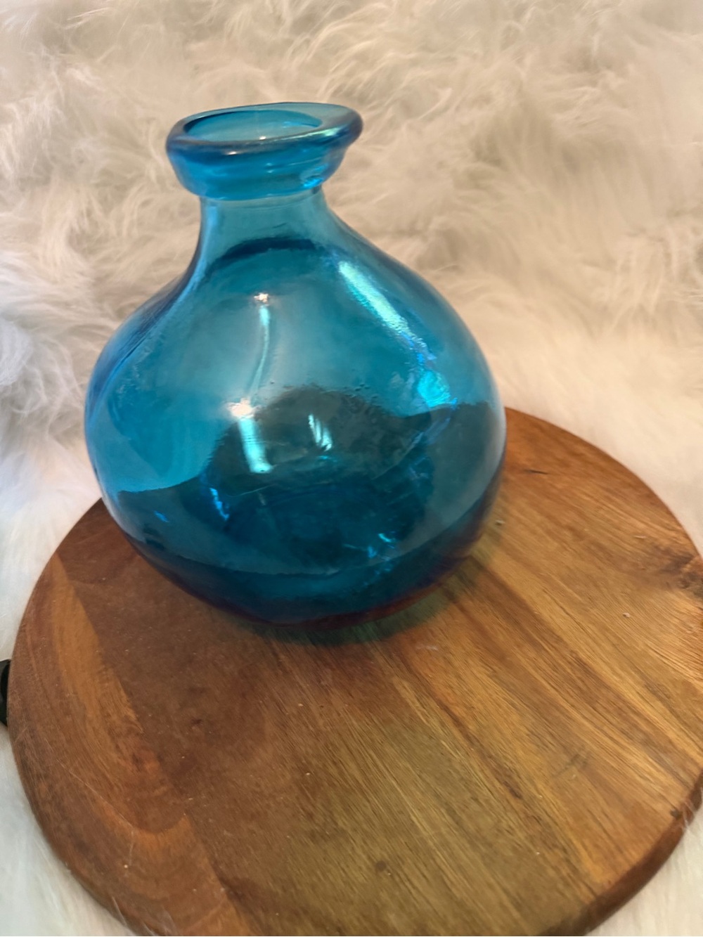 Handblown Blue Glass Decorative Vase - Home Accents